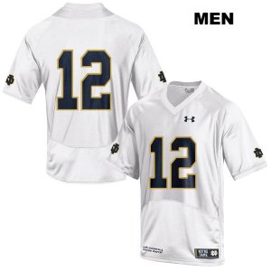 Notre Dame Fighting Irish Men's DJ Brown #12 White Under Armour No Name Authentic Stitched College NCAA Football Jersey JRT5099OH